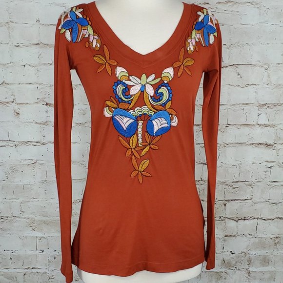 Johnny Was Tops - Johnny Was JWLA Love Life Embroidered Top S EUC